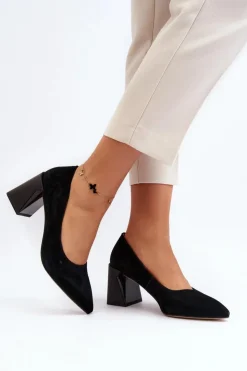 Damskie Buty damskie Vinceza Zamszowe Czółenka Na Słupku Czarne Alessyndra