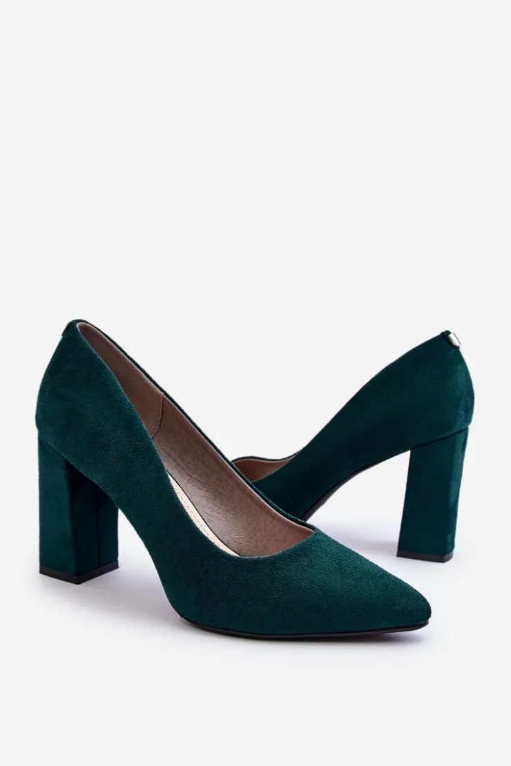 Damskie Buty Sergio Leone Zamszowe Czółenka Na Słupku Sergio Leone PB216 Zielone