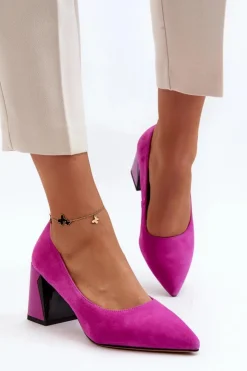 New Buty damskie Vinceza Zamszowe Czółenka Na Słupku Fuksja Alessyndra Różowy