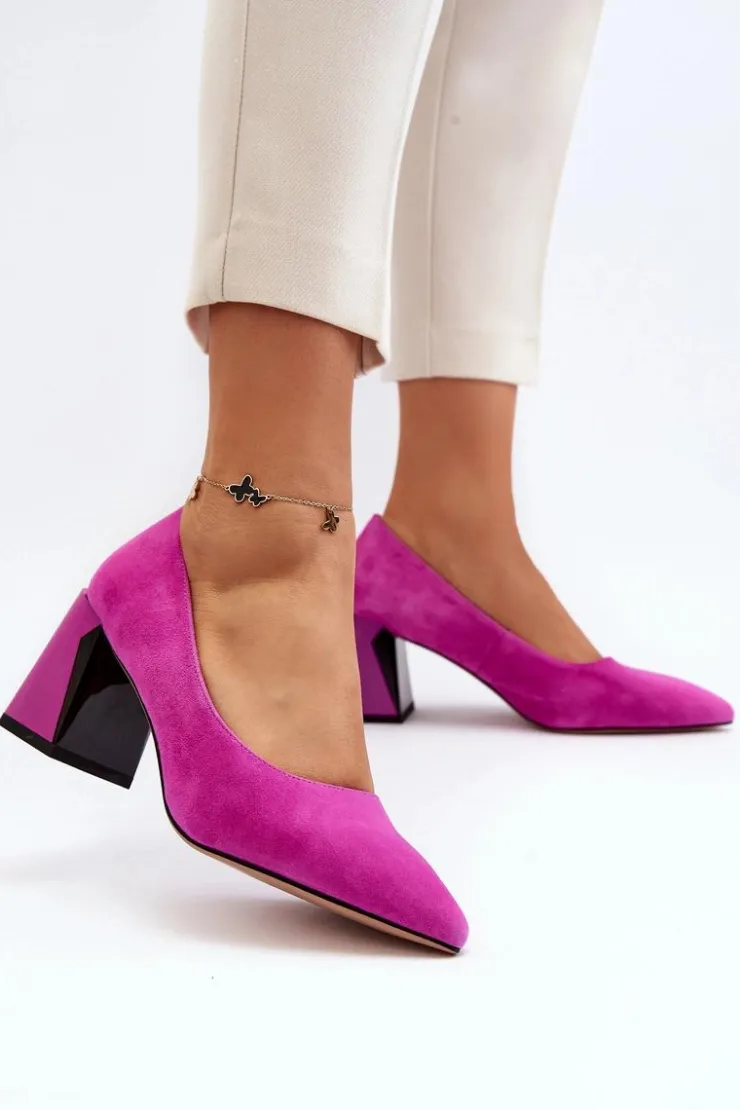 New Buty damskie Vinceza Zamszowe Czółenka Na Słupku Fuksja Alessyndra Różowy