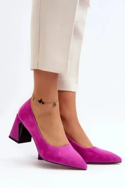 New Buty damskie Vinceza Zamszowe Czółenka Na Słupku Fuksja Alessyndra Różowy