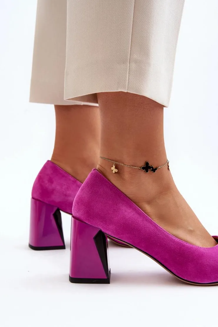 New Buty damskie Vinceza Zamszowe Czółenka Na Słupku Fuksja Alessyndra Różowy