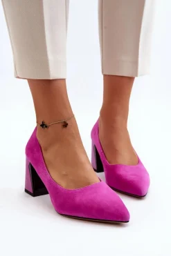 New Buty damskie Vinceza Zamszowe Czółenka Na Słupku Fuksja Alessyndra Różowy
