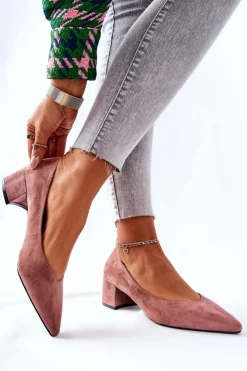 Hot Boto Zamszowe Czółenka Na Słupku Różowe Rossie