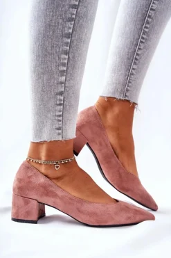 Hot Boto Zamszowe Czółenka Na Słupku Różowe Rossie