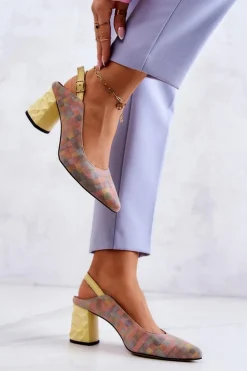 Damskie Maciejka Zamszowe Czółenka Na Słupku 05427-39 Multikolor