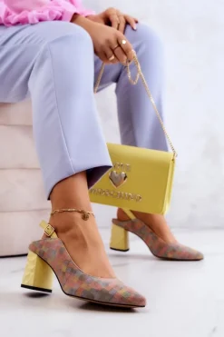 Damskie Maciejka Zamszowe Czółenka Na Słupku 05427-39 Multikolor