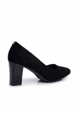 Buty Sergio Leone Zamszowe Czółenka Na Słupku Sergio Leone PB403 Czarne