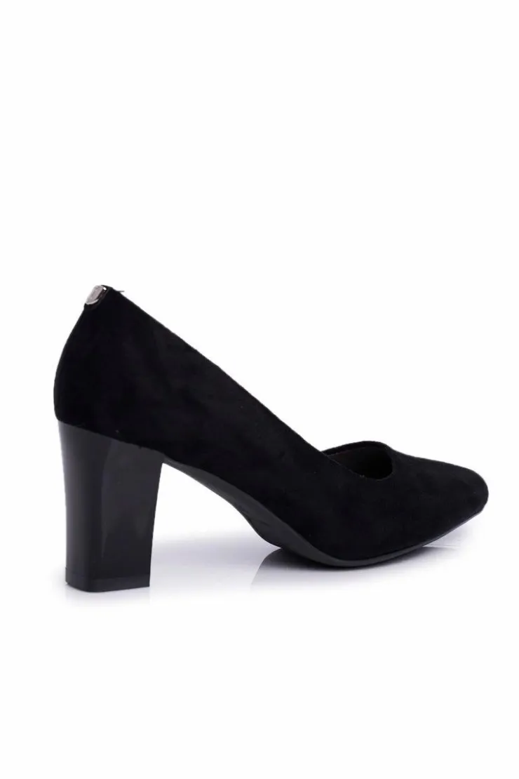 Buty Sergio Leone Zamszowe Czółenka Na Słupku Sergio Leone PB403 Czarne