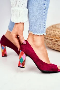 Damskie Buty Sergio Leone Zamszowe Czółenka Sergio Leone PB135 Fuksja