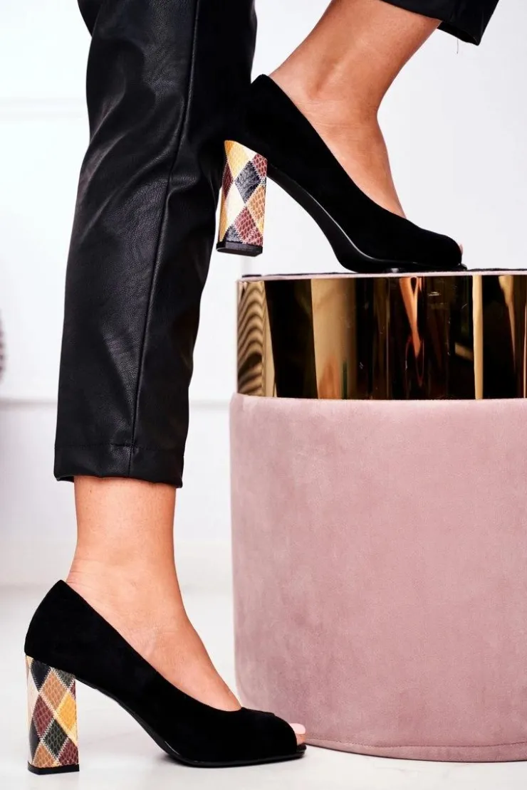 Clearance Buty Sergio Leone Zamszowe Czółenka Sergio Leone PB135 Czarne