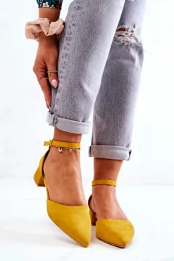 Online Boto Zamszowe Czółenka W Szpic Żółte Calliope