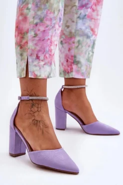 Online Boto Zamszowe Czółenka Z Cyrkoniami Fioletowe Diamond