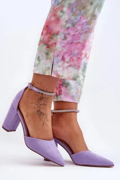 Online Boto Zamszowe Czółenka Z Cyrkoniami Fioletowe Diamond