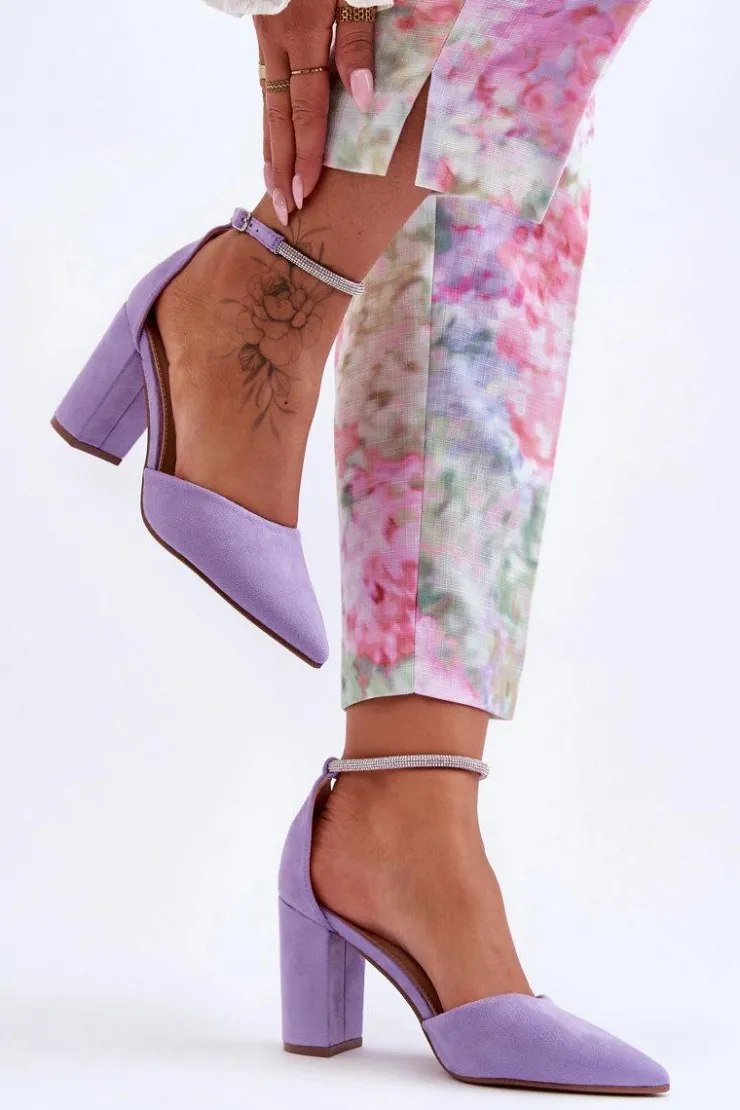 Online Boto Zamszowe Czółenka Z Cyrkoniami Fioletowe Diamond