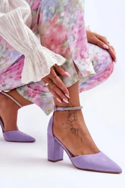 Online Boto Zamszowe Czółenka Z Cyrkoniami Fioletowe Diamond