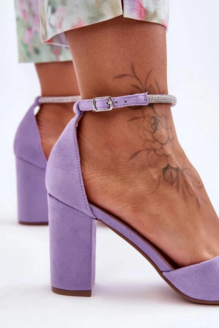 Online Boto Zamszowe Czółenka Z Cyrkoniami Fioletowe Diamond