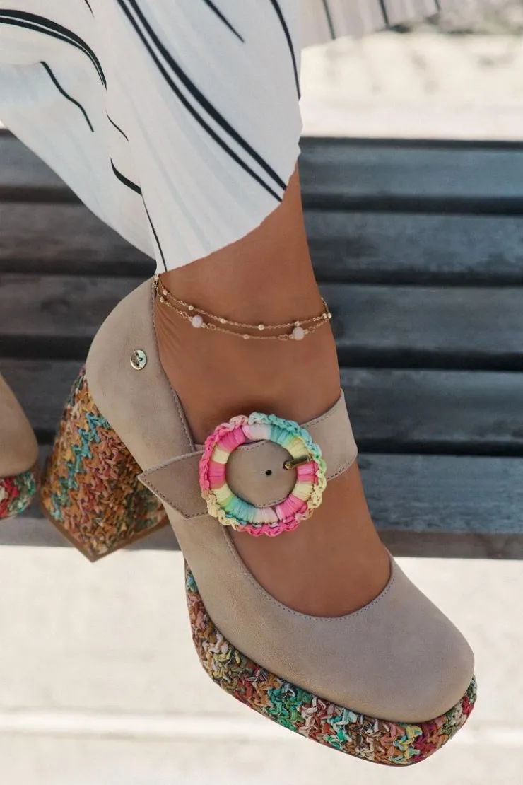 Maciejka Czółenka Na Platformie|Czółenka Zamszowe*Zamszowe Czółenka Z Plecionką Na Słupku I Platformie 06839-04 Beżowe