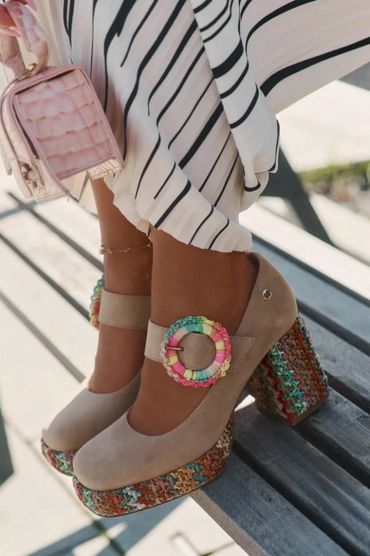 Maciejka Czółenka Na Platformie|Czółenka Zamszowe*Zamszowe Czółenka Z Plecionką Na Słupku I Platformie 06839-04 Beżowe