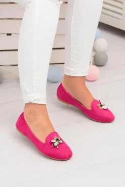 Discount Boto Zamszowe Damskie Balerinki Lordsy Fuksja Veni