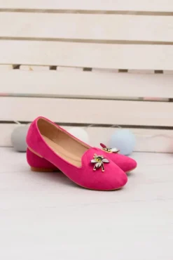 Discount Boto Zamszowe Damskie Balerinki Lordsy Fuksja Veni