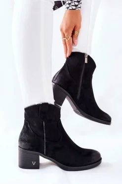 Buty damskie Vinceza Botki Na Słupku|Czarne Botki*Zamszowe Damskie Botki Ocieplane Czarne Hillbrook
