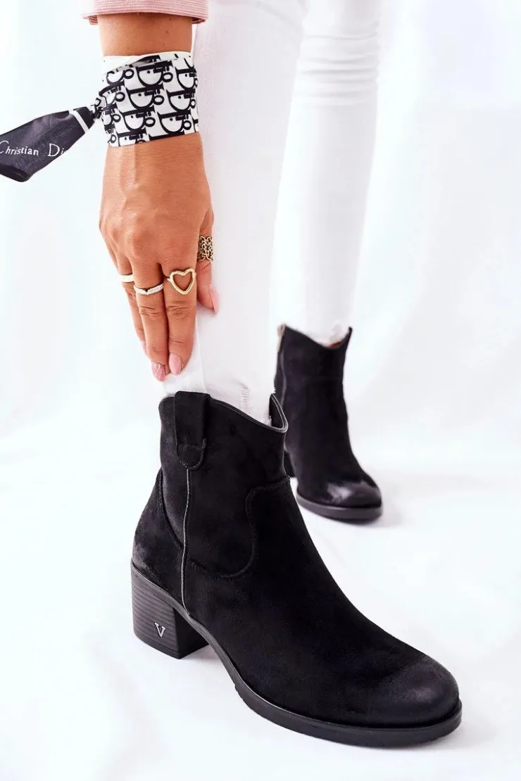 Buty damskie Vinceza Botki Na Słupku|Czarne Botki*Zamszowe Damskie Botki Ocieplane Czarne Hillbrook