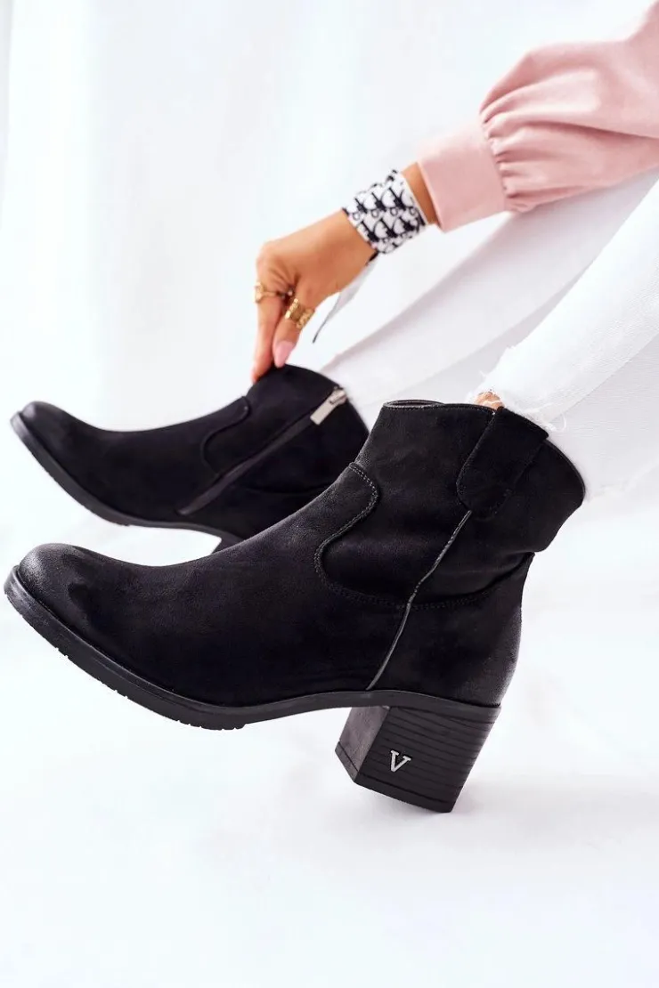Buty damskie Vinceza Botki Na Słupku|Czarne Botki*Zamszowe Damskie Botki Ocieplane Czarne Hillbrook