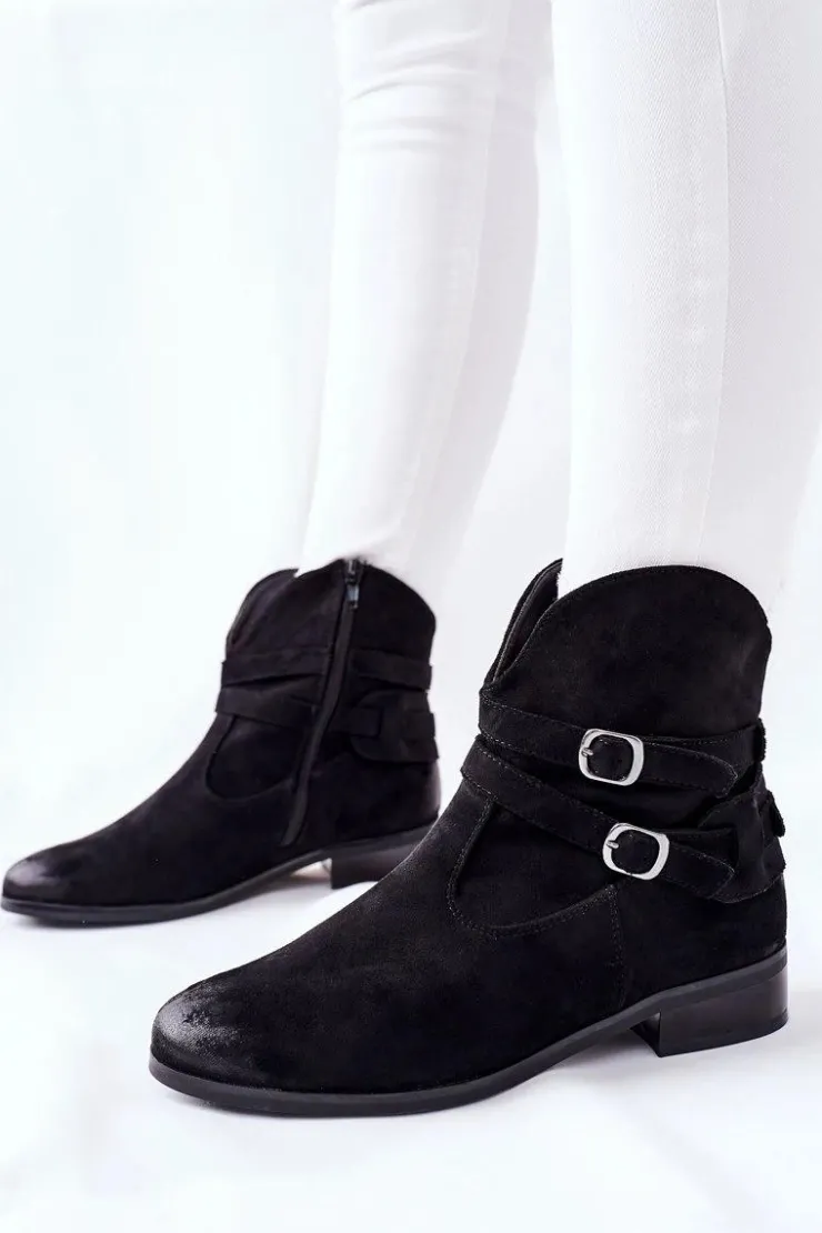 Outlet Buty damskie Vinceza Zamszowe Damskie Botki Ocieplane Czarne Castlerock