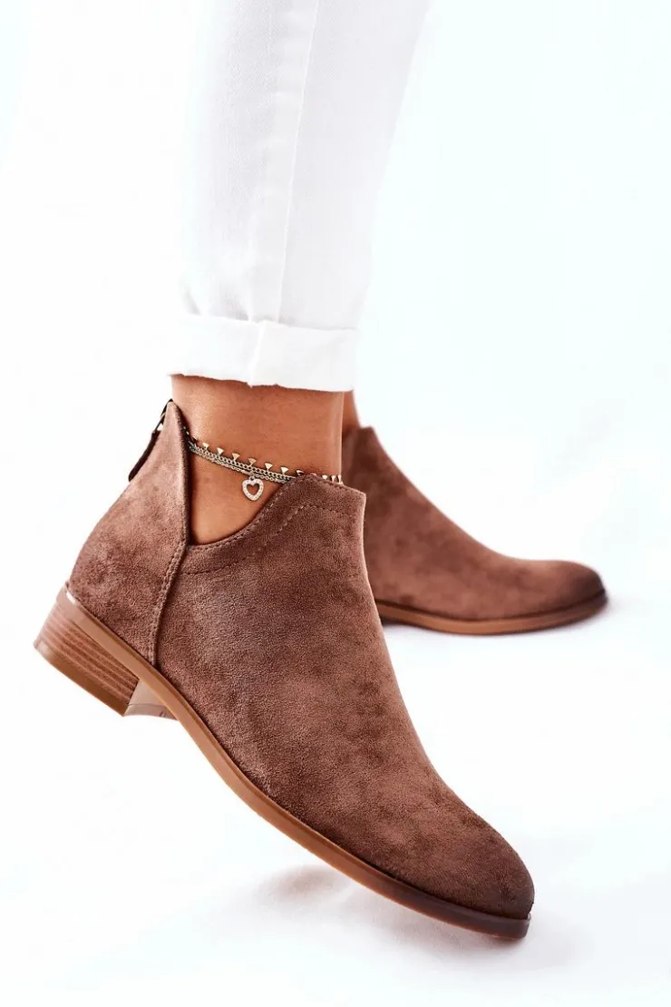 Buty damskie Vinceza Zamszowe Damskie Botki Ocieplane Beżowe Joaliene