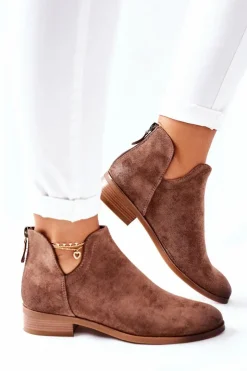 Buty damskie Vinceza Zamszowe Damskie Botki Ocieplane Beżowe Joaliene