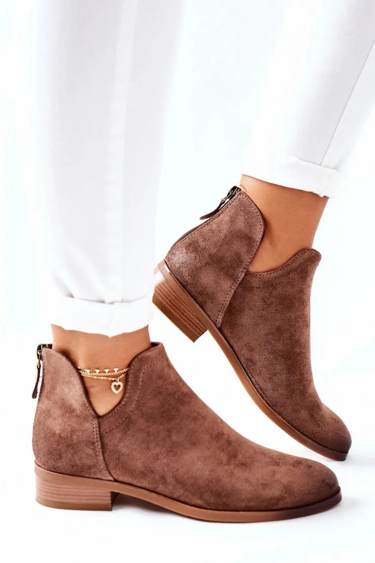 Buty damskie Vinceza Zamszowe Damskie Botki Ocieplane Beżowe Joaliene