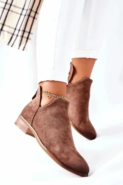 Buty damskie Vinceza Zamszowe Damskie Botki Ocieplane Beżowe Joaliene