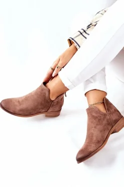 Buty damskie Vinceza Zamszowe Damskie Botki Ocieplane Beżowe Joaliene