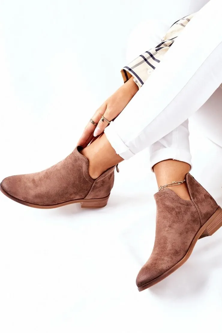 Buty damskie Vinceza Zamszowe Damskie Botki Ocieplane Beżowe Joaliene