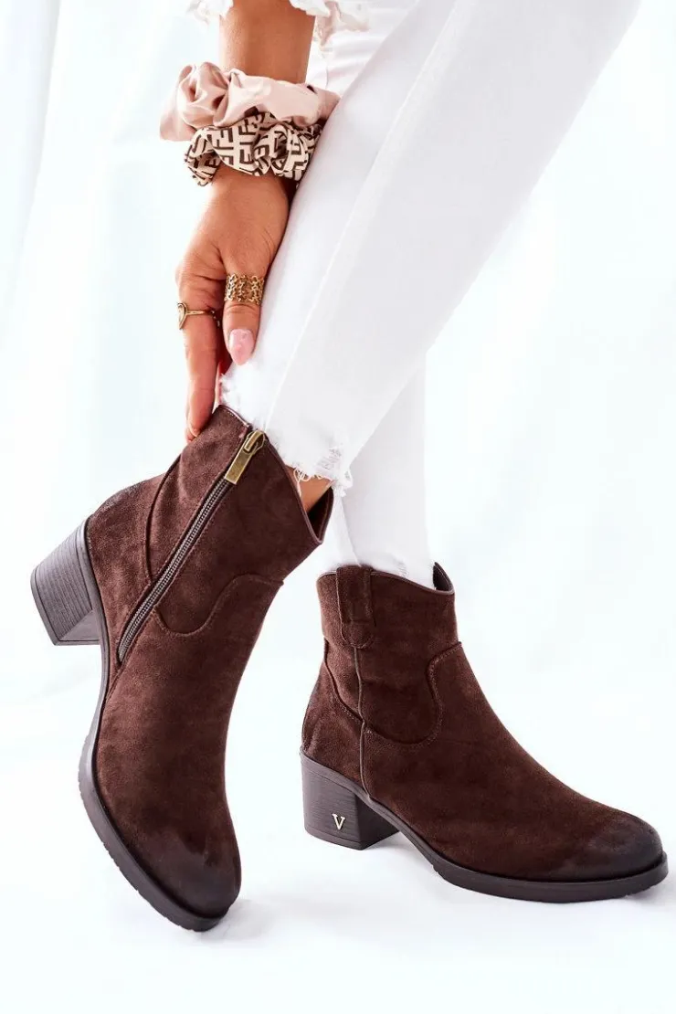 Sale Buty damskie Vinceza Zamszowe Damskie Botki Ocieplane Brązowe Hillbrook