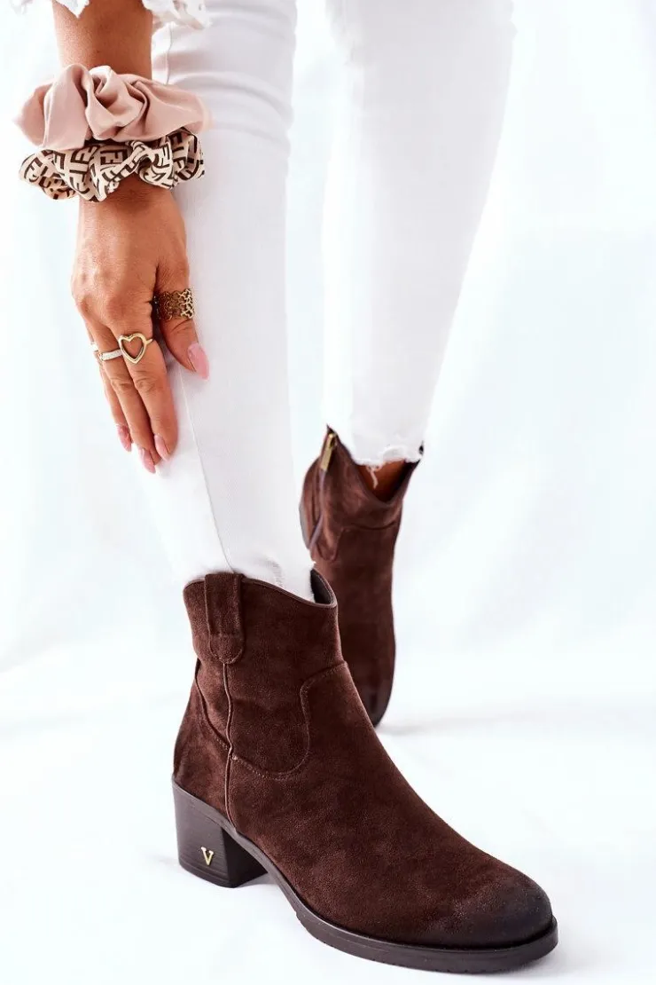 Sale Buty damskie Vinceza Zamszowe Damskie Botki Ocieplane Brązowe Hillbrook