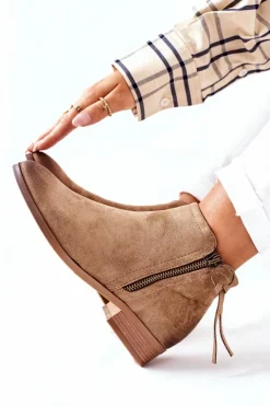 New Buty damskie Vinceza Zamszowe Damskie Botki Ocieplane Beżowe Janice