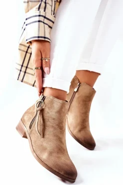 New Buty damskie Vinceza Zamszowe Damskie Botki Ocieplane Beżowe Janice