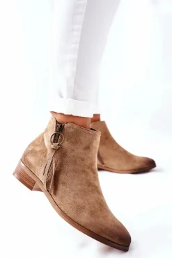 New Buty damskie Vinceza Zamszowe Damskie Botki Ocieplane Beżowe Janice