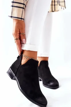 Damskie Buty damskie Vinceza Zamszowe Damskie Botki Ocieplane Czarne Joaliene