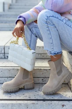 Damskie Boto Zamszowe Damskie Botki Workery Jasnobeżowe Kennel