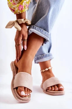 Damskie Boto Zamszowe Damskie Klapki Beżowe Sunset