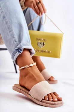 Damskie Boto Zamszowe Damskie Klapki Beżowe Sunset