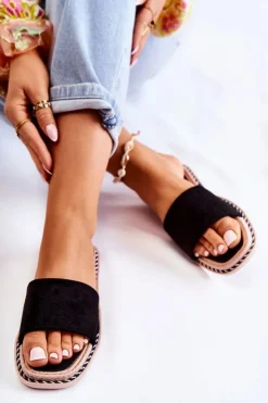 Damskie Boto Zamszowe Damskie Klapki Czarne Sunset