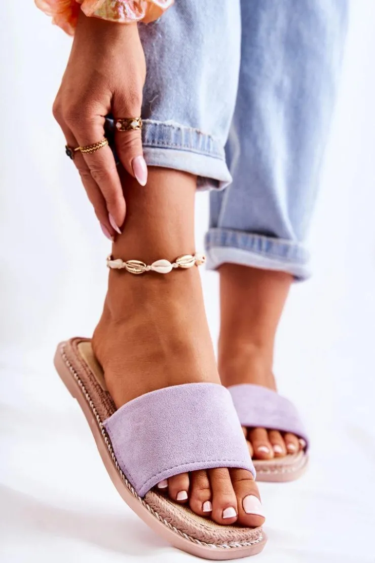 Damskie Boto Zamszowe Damskie Klapki Fioletowe Sunset