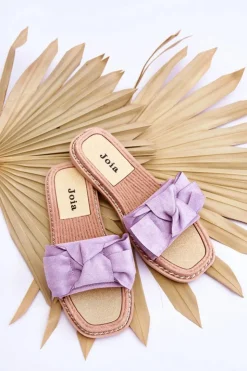 Boto Zamszowe Damskie Klapki Z Kokardą Fioletowe Ambra Fioletowy