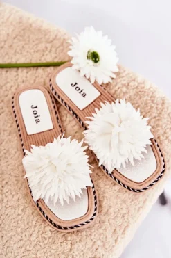 Damskie Boto Zamszowe Damskie Klapki Z Ozdobą Białe Giorgia