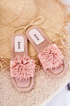 Hot Boto Zamszowe Damskie Klapki Z Ozdobą Różowe Giorgia