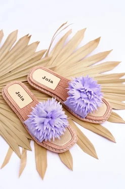 Boto Klapki Damskie Klasyczne*Zamszowe Damskie Klapki Z Ozdobą Fioletowe Giorgia Fioletowy